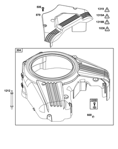 Blower Housing Group Diagram and Parts List for 543777-3224-J1 400000 - 699999 Briggs and Stratton Engine
